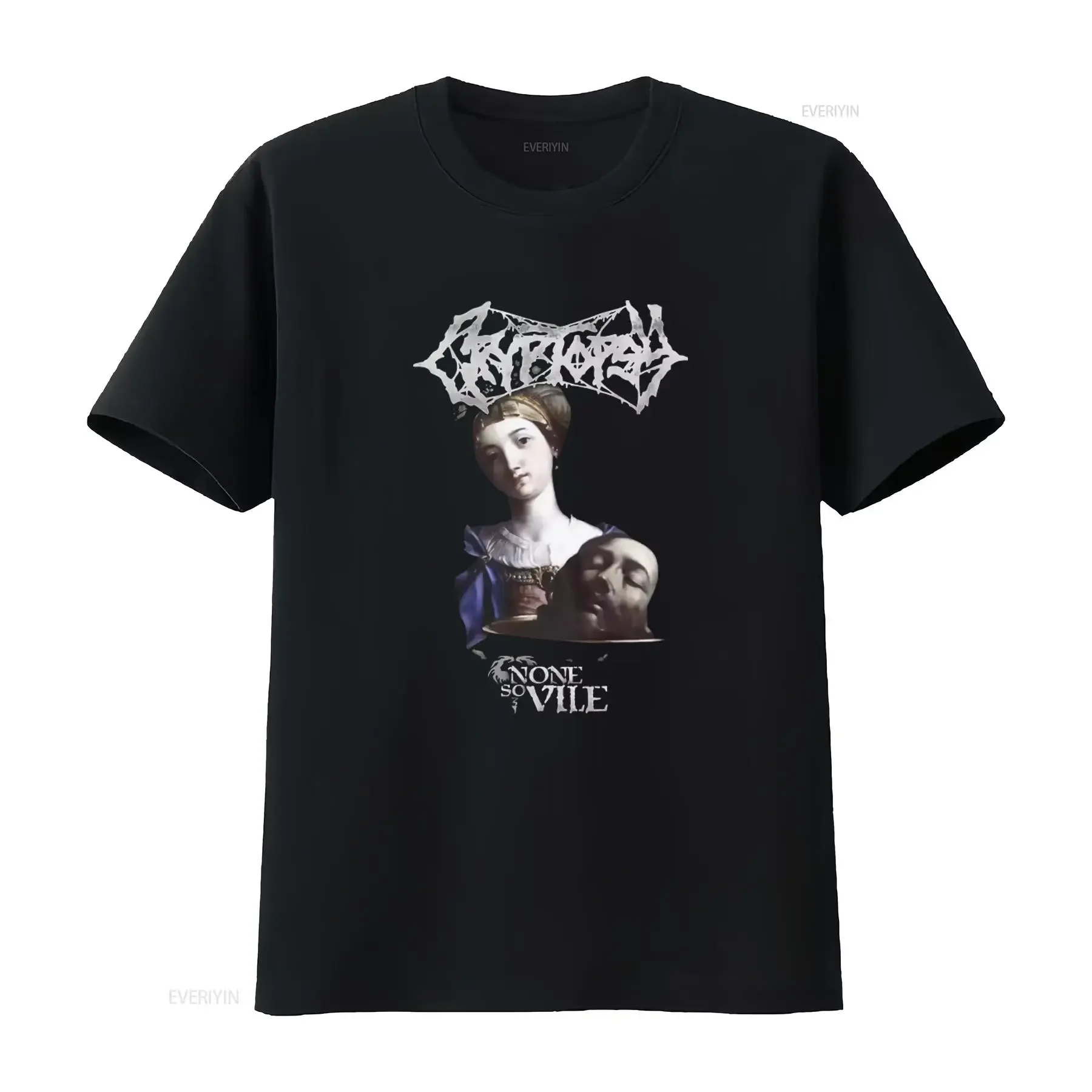 Men's Cryptopsy None So Vile Gothic Art Print T Shirt X Large Black vintage Washed designer clothes Versatile streetwear Unisex