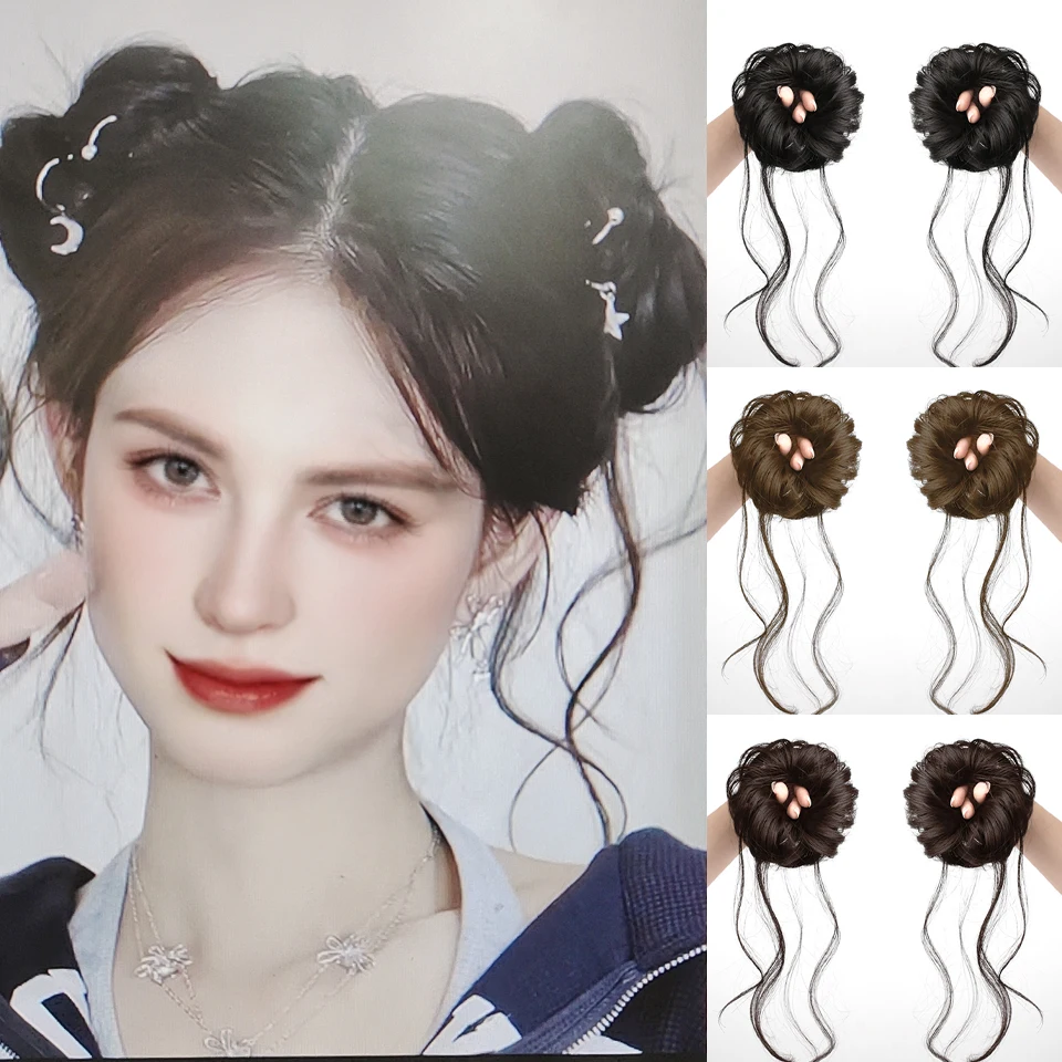 Messy Hair Bun Hair Scrunchies Extension Curly Wavy Messy Synthetic Chignon For Women Updo Hairpiece Hair Accessories For Women