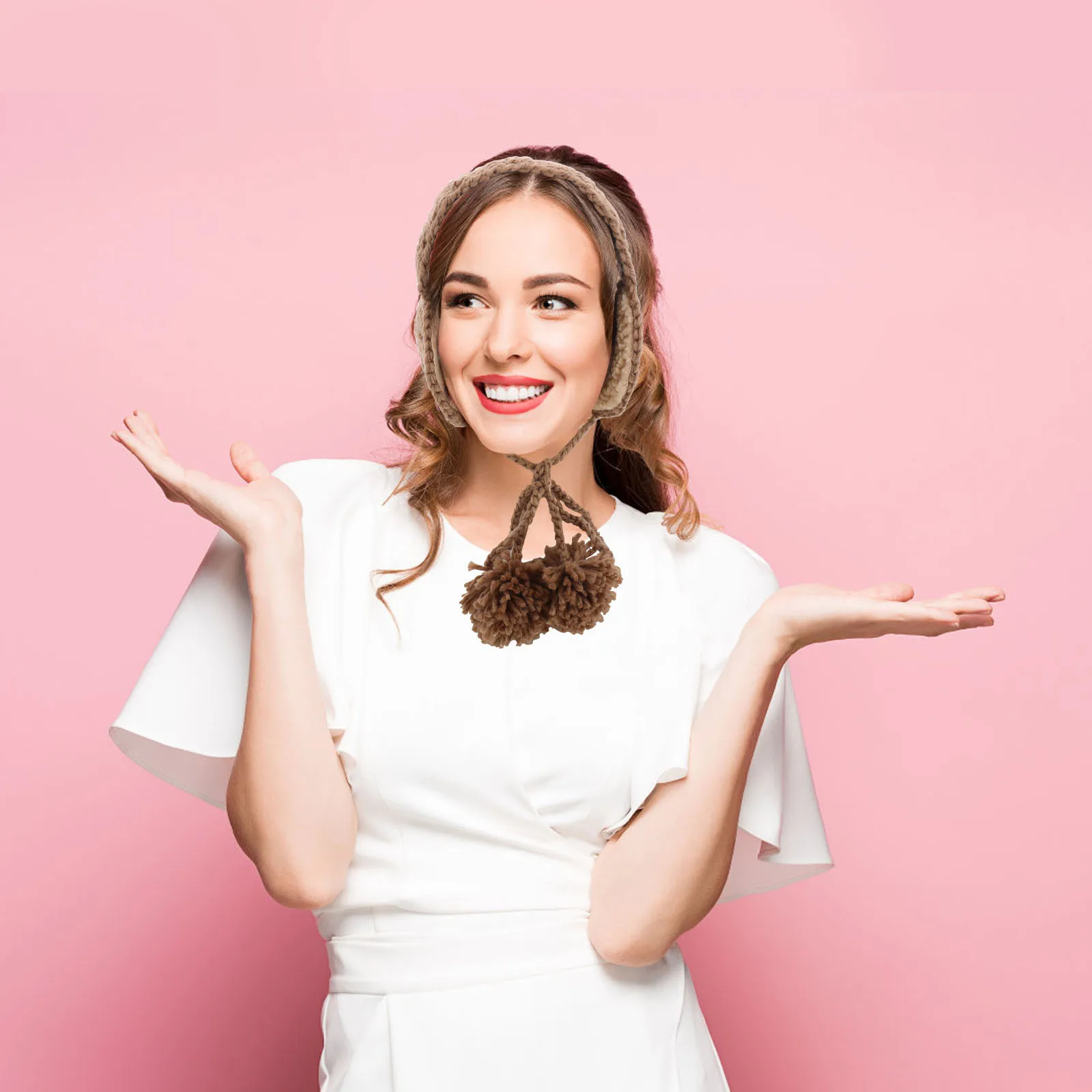 

Stylish Knitted Ear Muffs for Women Girls Warm Winter Earmuff Headband Adjustable Tie Design Outdoor Cold Weather Cover