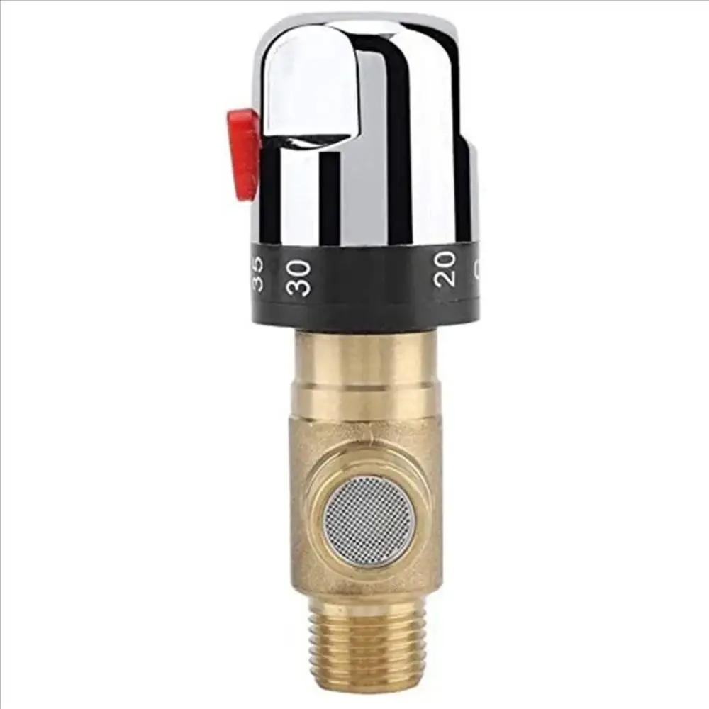 

Solid Brass Thermostatic Mixing Valve 3Way Hot and Cold Control Brass Thermostatic Valve Pressure Balance Anti-Scald