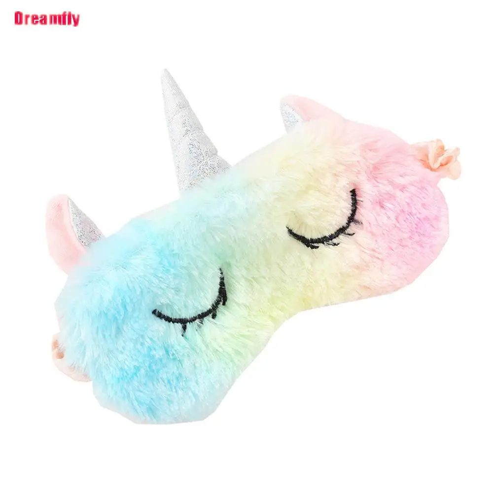 3D Cartoon Unicorn Silk Eye Mask Variety Sleeping Mask Eyeshade Relax Mask Plush Eye Shade Cover For Travel Home Party Gifts