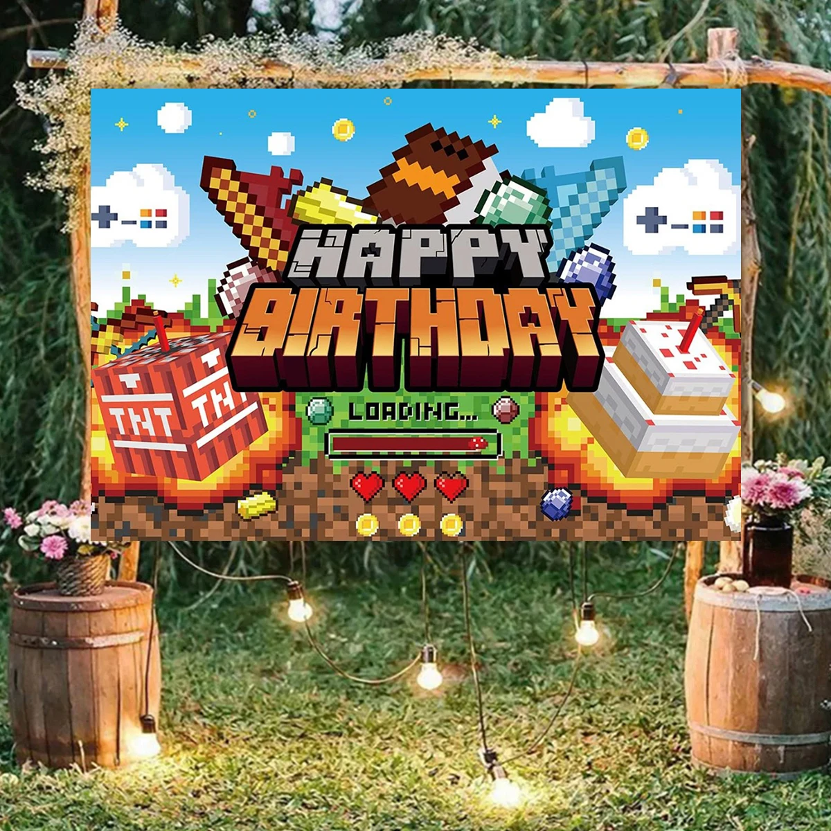 Top 10 Vedio Game Theme Happy Birthday Backdrop Kids Boy Photography Background Supplies Party Decoration Baby Shower Cake