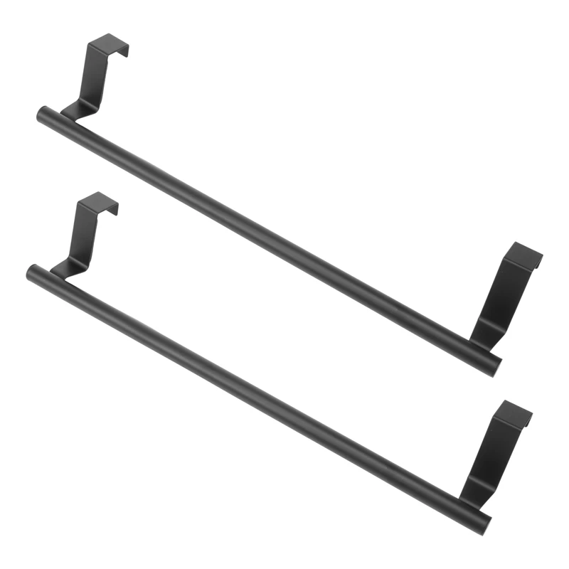 Over The Door Towel Rack, Kitchen Towel Holder, Over Cabinet Towel Bar, Matte Black 2 Pack,For Hand, Dish, Tea Towels