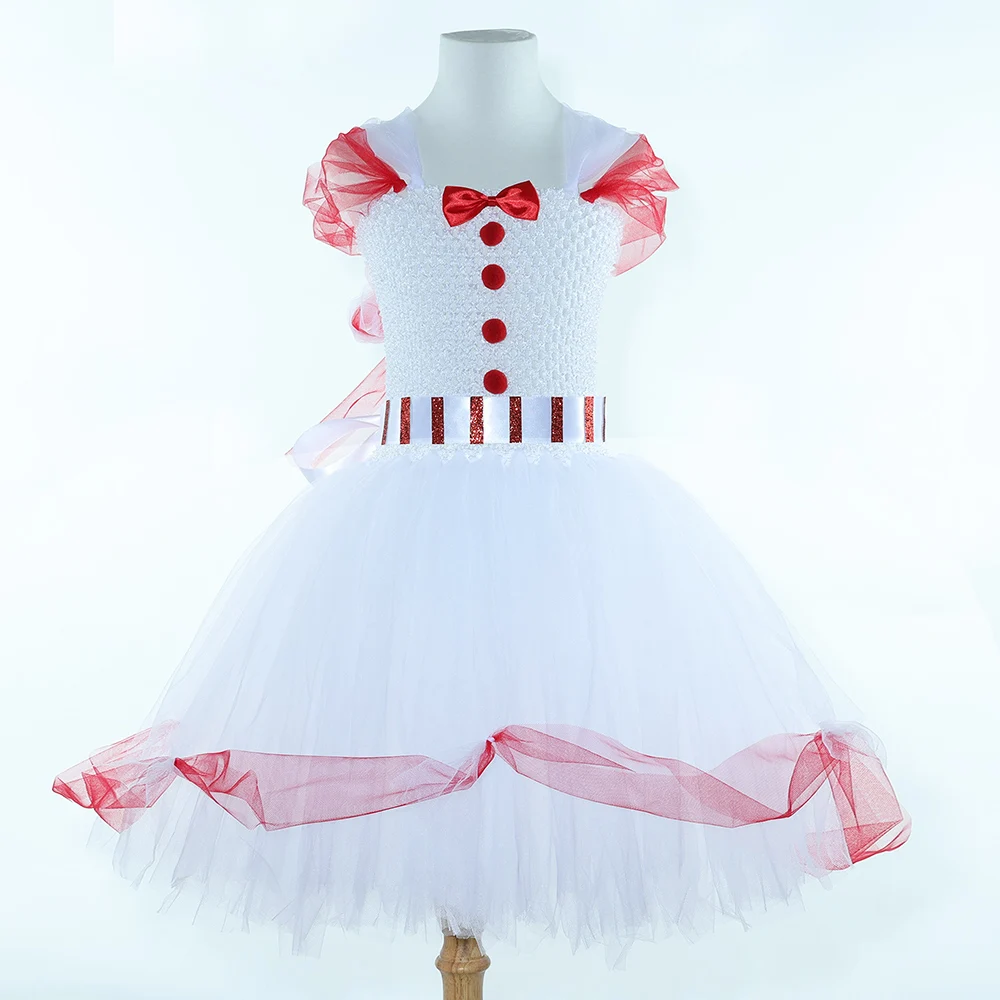Costume da tutù per bambini con bastoncino di zucchero, costume da bambina, abito natalizio, abito da principessa in tulle rosso bianco per ragazze, abiti da festa di Natale