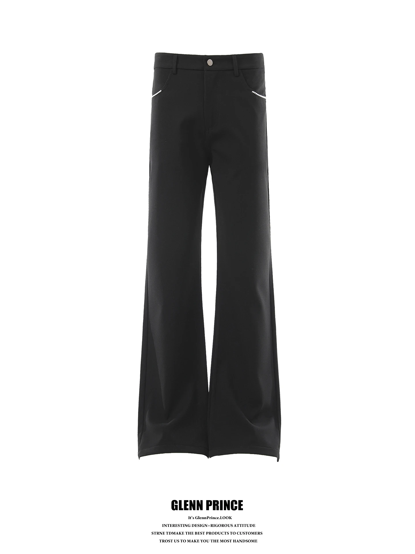 

Cleanfit American Style Men's High Waist Flared Casual Pants Pocket Hand Sewing Line Drapey Loose Fit Polyester Blend Trousers