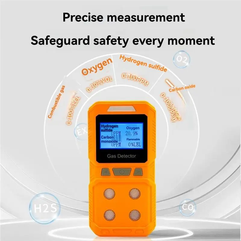 A29F-4 In 1 Gas Combustible And Toxic Hazardous Gas Meter Portable Handheld O2 CO H2S Analyzer