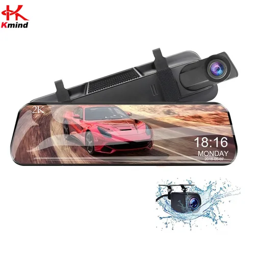 Imagen 1 del producto Cámara de salpicadero 2K de 10 pulgadas DVR, cámara Dual delantera y trasera para coche, grabadora de espejo, vídeo HD para salpicadero, visión nocturna, WiFi, Monitor de estacionamiento