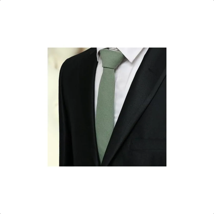 Cravatte generiche per uomo Cravatta skinny in cotone Tinta unita Cravatte da uomo 2.56 '' Cravatta per testimoni dello sposo di nozze Abito quotidiano da lavoro Salvia Gre