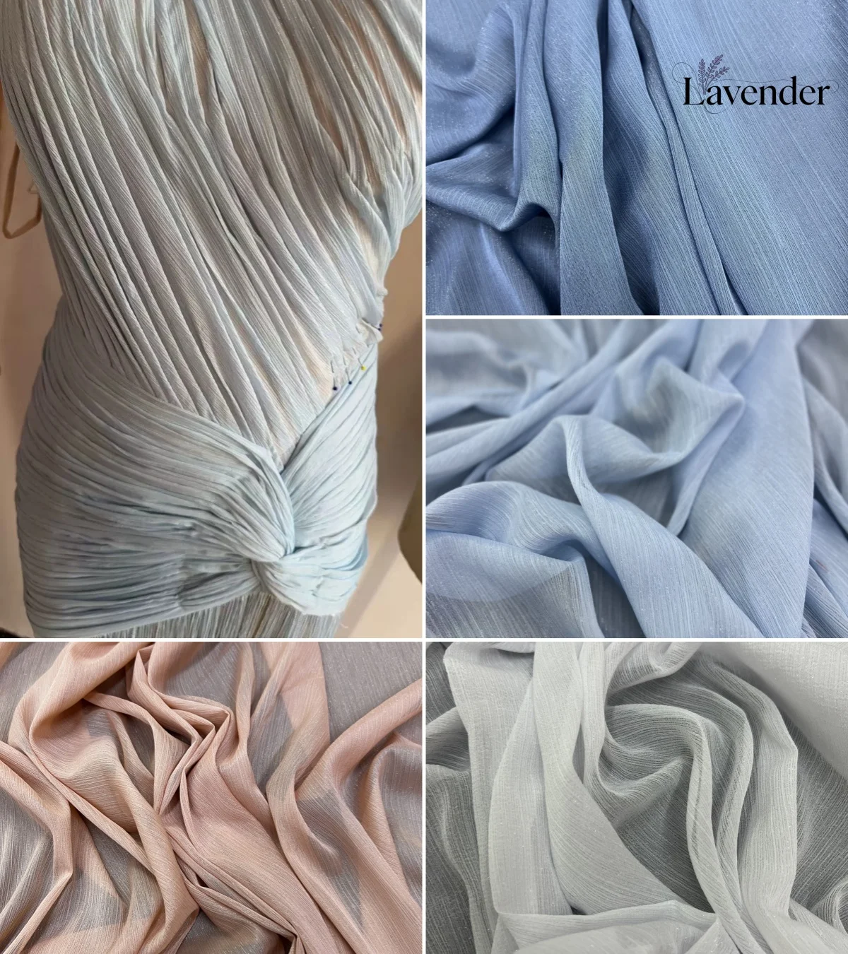Shiny Crinkled Chiffon Fabric Flowy Designer Material for DIY Stage Outfits Dresses Backdrop Setup