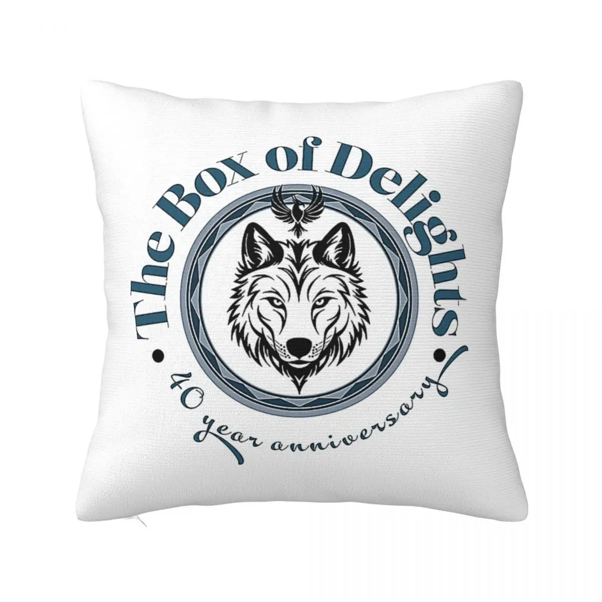 Box Of Delights - 40 Year Anniversary 2024 Design On White Square Pillow White Square pillow