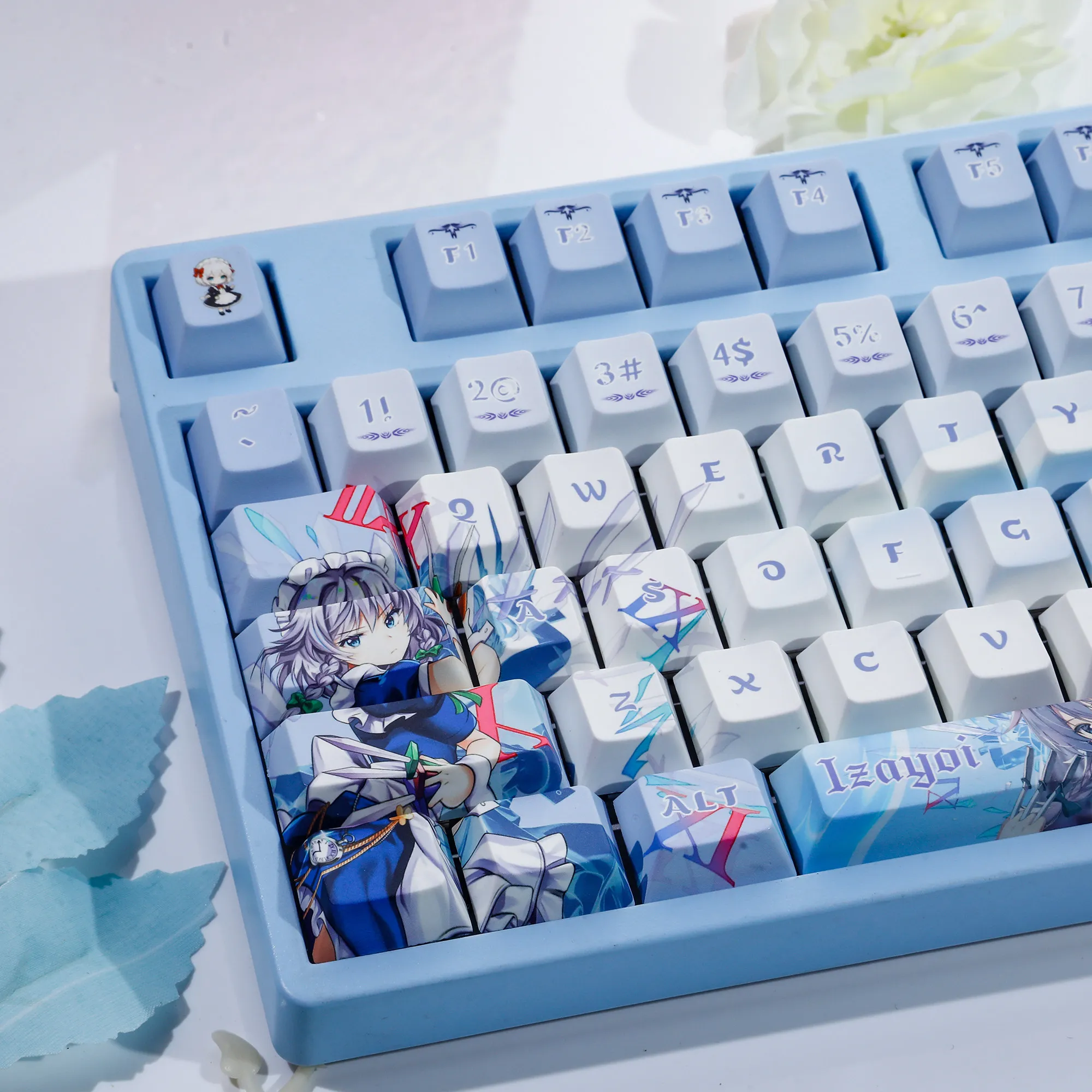120 Keys ‌Touhou Project Game Keycaps Izayoi Sakuya Key Cap Cute Cherry Profile  Anime Keycap for ANSI Made68 Mad68 Wooting60
