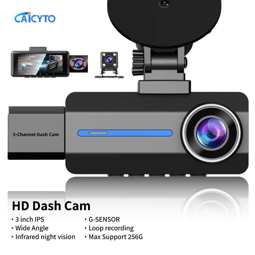 3.16Inch Private Model HD 2K Car DVR Triple lens Dashcam Car Camera super Night Vision Loop Recording Vehicle Accessories
