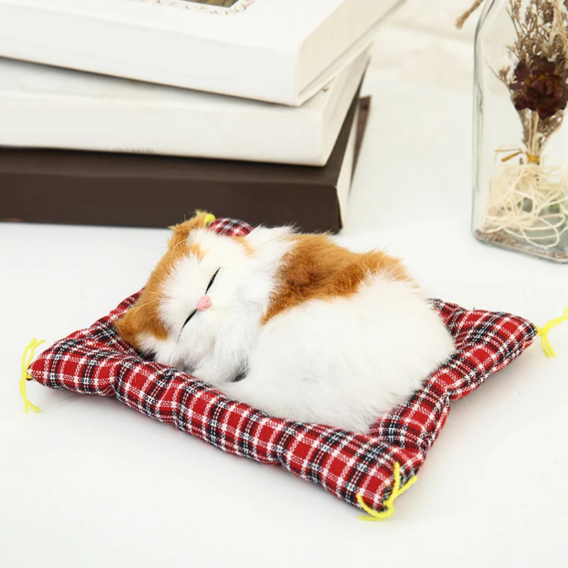 Simulation Sleeping Cats Toy Ornaments Artificail Animal Flower Cat Cloth Cushion Cat Model Plush Kittens Figurines Accessories