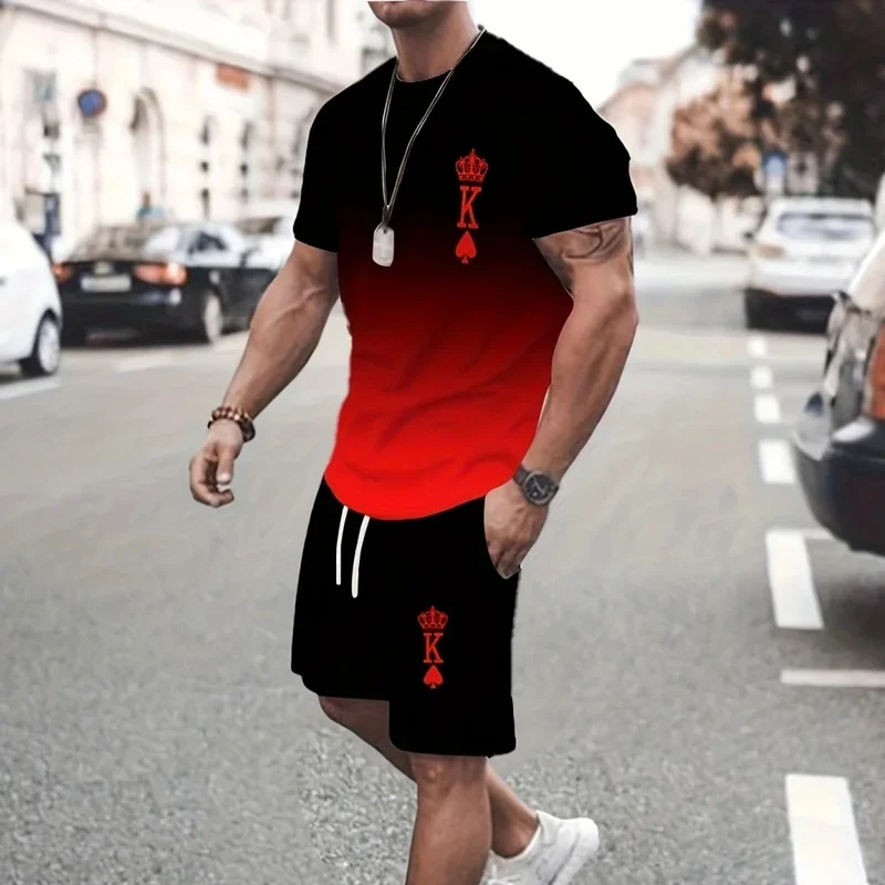 Summer 3D Lion Cross Printed Men's T-shirt/Shorts/Suit Short Sleeve Jesus Love Everone Christian Street Wear 2 Pcs