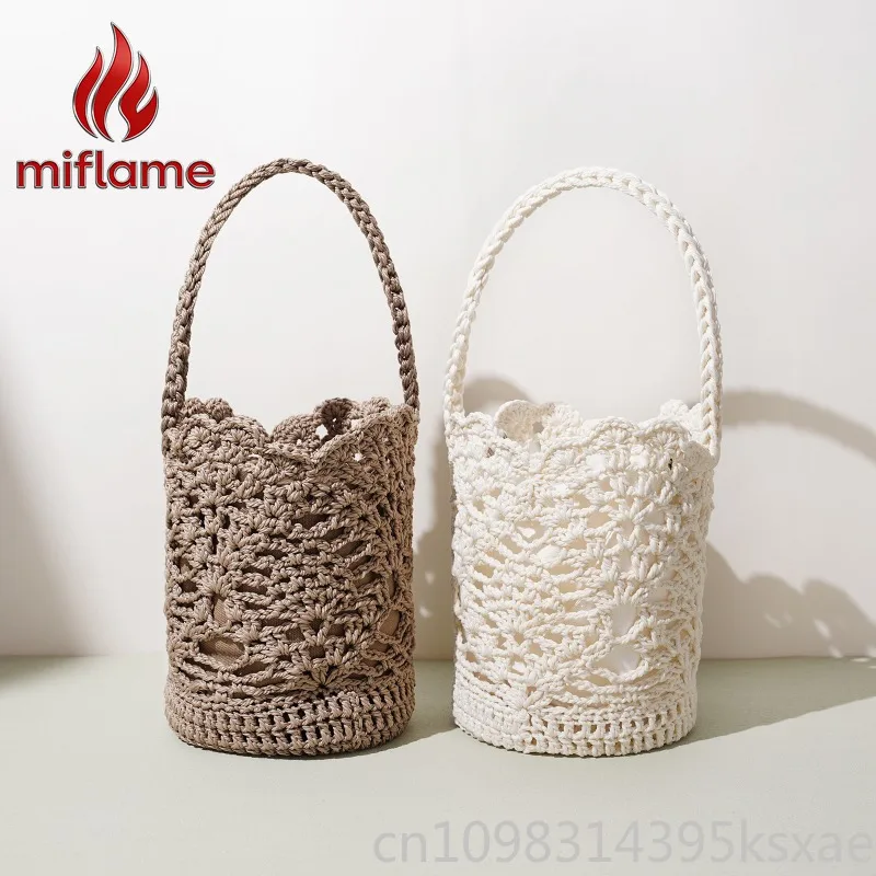 Women's Bucket Bag with Woven Cutout Design Crossbody Shoulder Purse Mini Boho Beach Summer Vacation