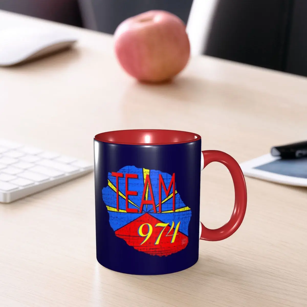 974 Reunion Island Logo Mug Funny Ceramic Coffee Cups Tea Mugs Milk Cup Drinkware Gift for Friends