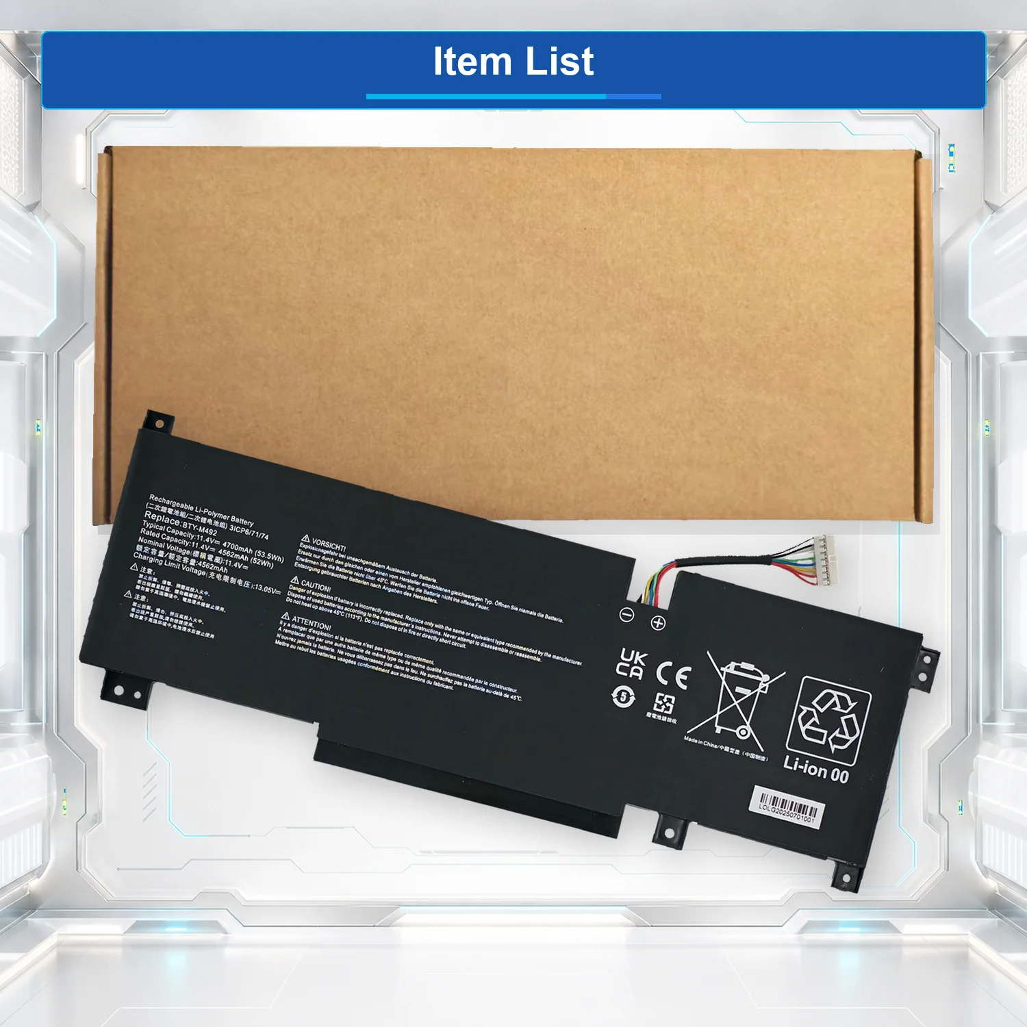 BTY-M492 11.4V 53.5Wh Laptop Battery for MSI Katana GF66 GF76 Pulse GL66 GL76 Sword 15 Crosshair 15 17 WF76 3ICP6/71/74