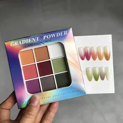 9 Colors Magic Neon Solid Powder Nail Pigment Palette Set Ombre Dust For Nails Gradient Design Manicure DIY Glitter Decorations