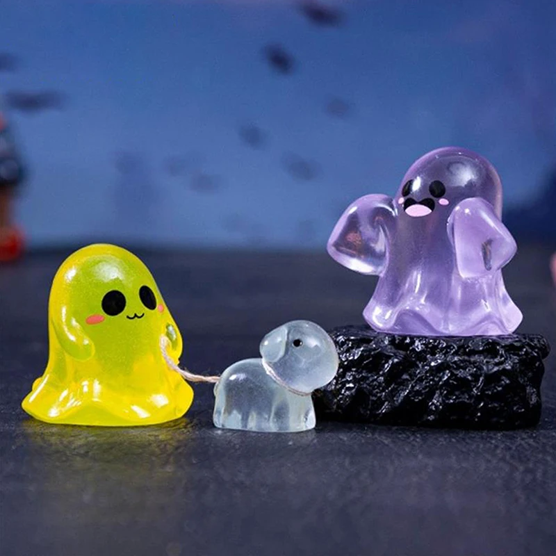 5 STKS Leuke Poppenhuis Lichtgevende Spook Pop Miniatuur Modellen DIY Accessoire Poppenhuis Decor Halloween Ornamenten Glow In The Dark Speelgoed