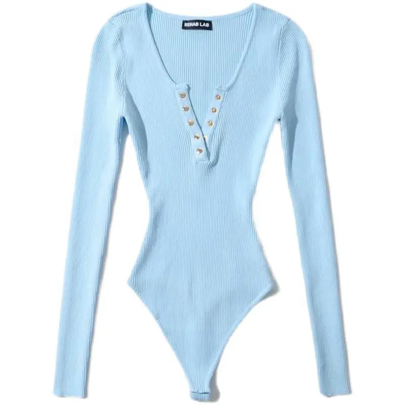 Trendy European and American Long-sleeved V-neck Button-down Onesie Bottoming Shirt Women's Slim Solid Color Shirt Basic Top image 5