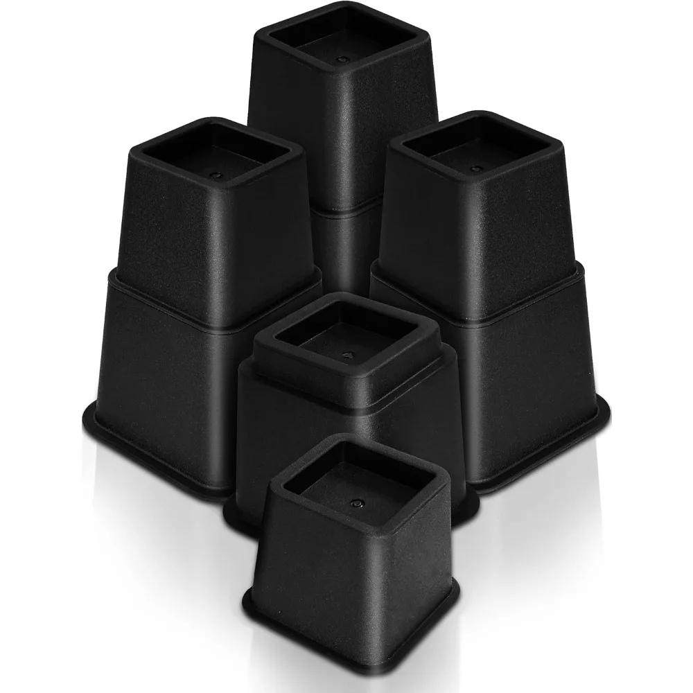 

Adjustable Bed Risers 3, 5, 8 Inch – Heavy Duty Furniture Riser Set of 4 for Beds, Couch & Desk – Under Bed Sto