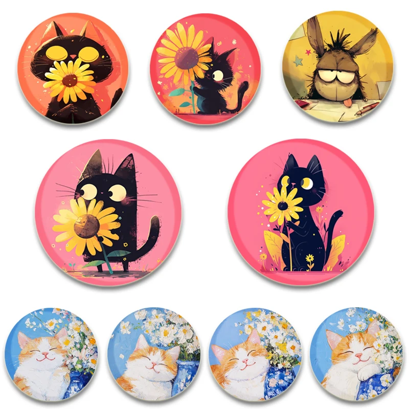 58/44/32mm Creative Anime Drawing Tinplate Plastic Button Pins Brooches Badge for Backpack Clothes Accessories Gifts