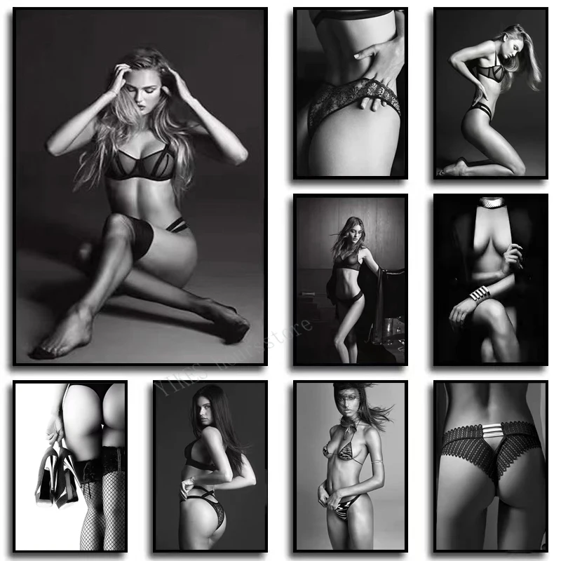 Black And White Sexy Female Nude Figure Canvas Art Mural Hotel Poster Printing Painting Wall Art Picture Home Bedroom Decoration