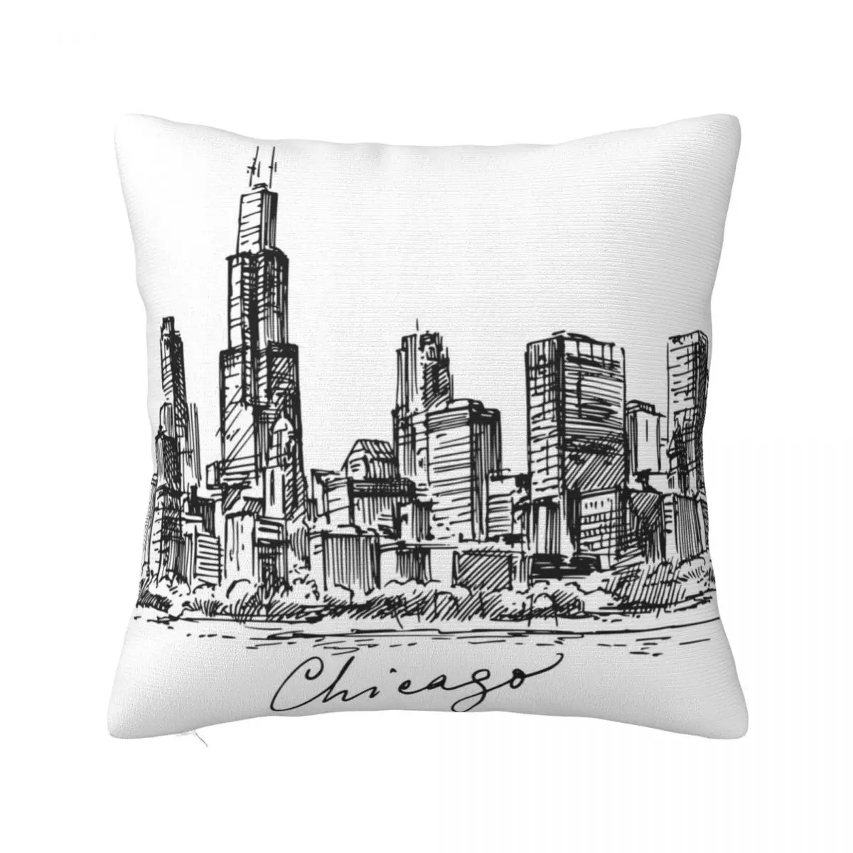 

Chicago City Skyline Sketch Throw Pillow bed pillows Pillow Decor