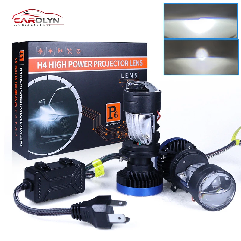 H4 LED Laser Projector Mini Lens Auto H4 LED Headlight Bulb Kit Conversion High Beam Low Beam 45000LM6500KTurboFanCar Light Lamp