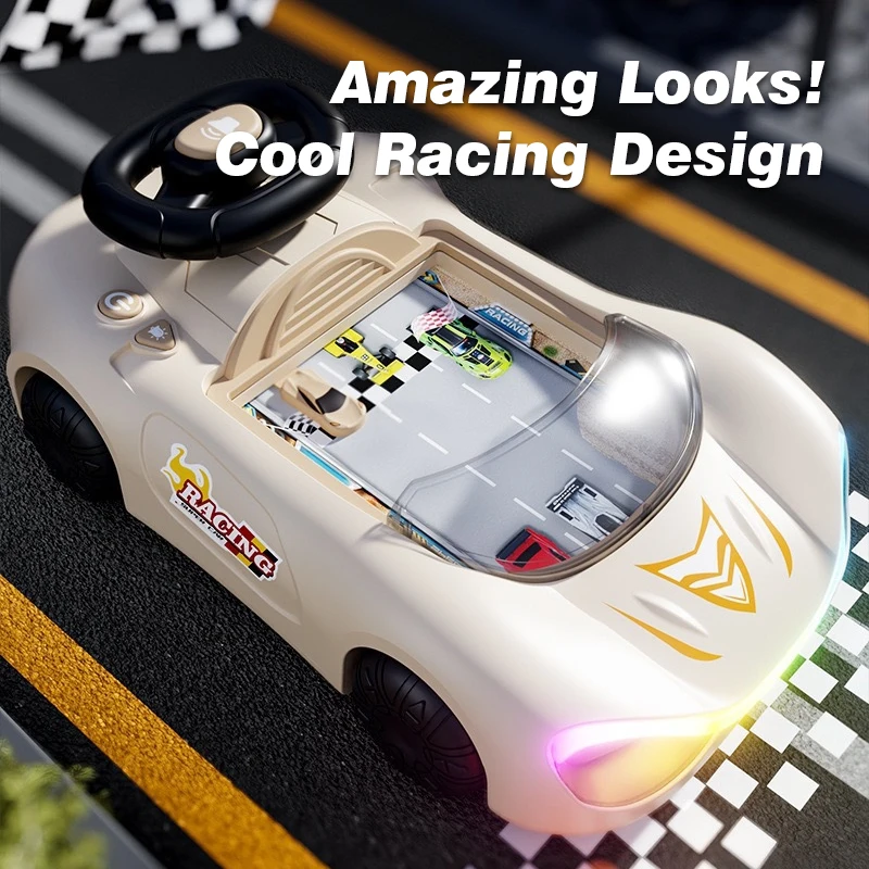 Racing Car Simulated Driving Challenges Adventure Game Steering Wheel Driving Toy with Music & Sounds Puzzle Board Game Toys