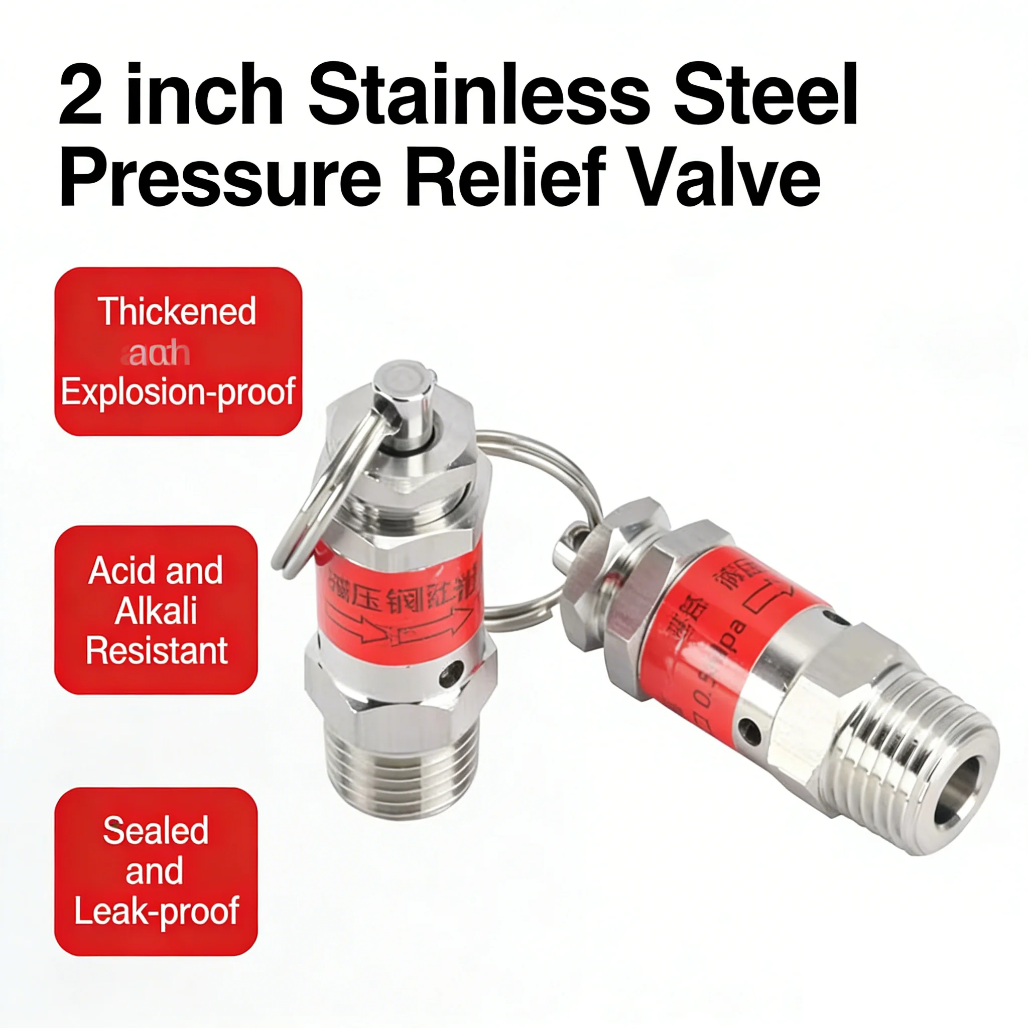 304 Stainless Steel Adjustable Exhaust Pressure Relief Valve Spring Type Safety Valve for Air Compressor System
