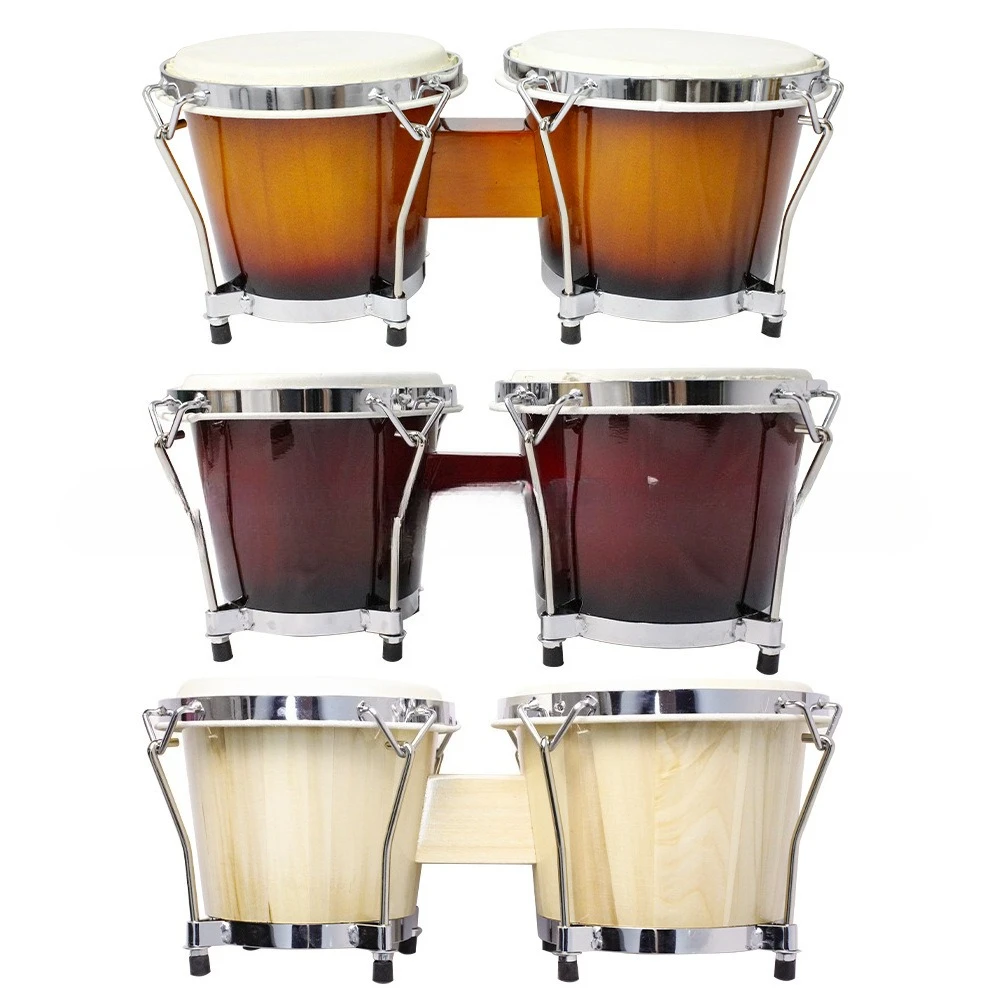 Cross-border Direct Sales, Linden Bongo Drum Raw Cowhide Drum Surface Hand Beat Drum Set Bag 7 Inches + 8 Inches