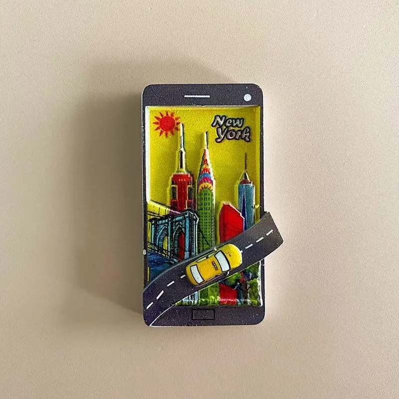 

New York USA Souvenir 3D Resin Fridge Magnet - Empire State Building Brooklyn Bridge Cityscape Aimants Frigo Refrigerator Magnet