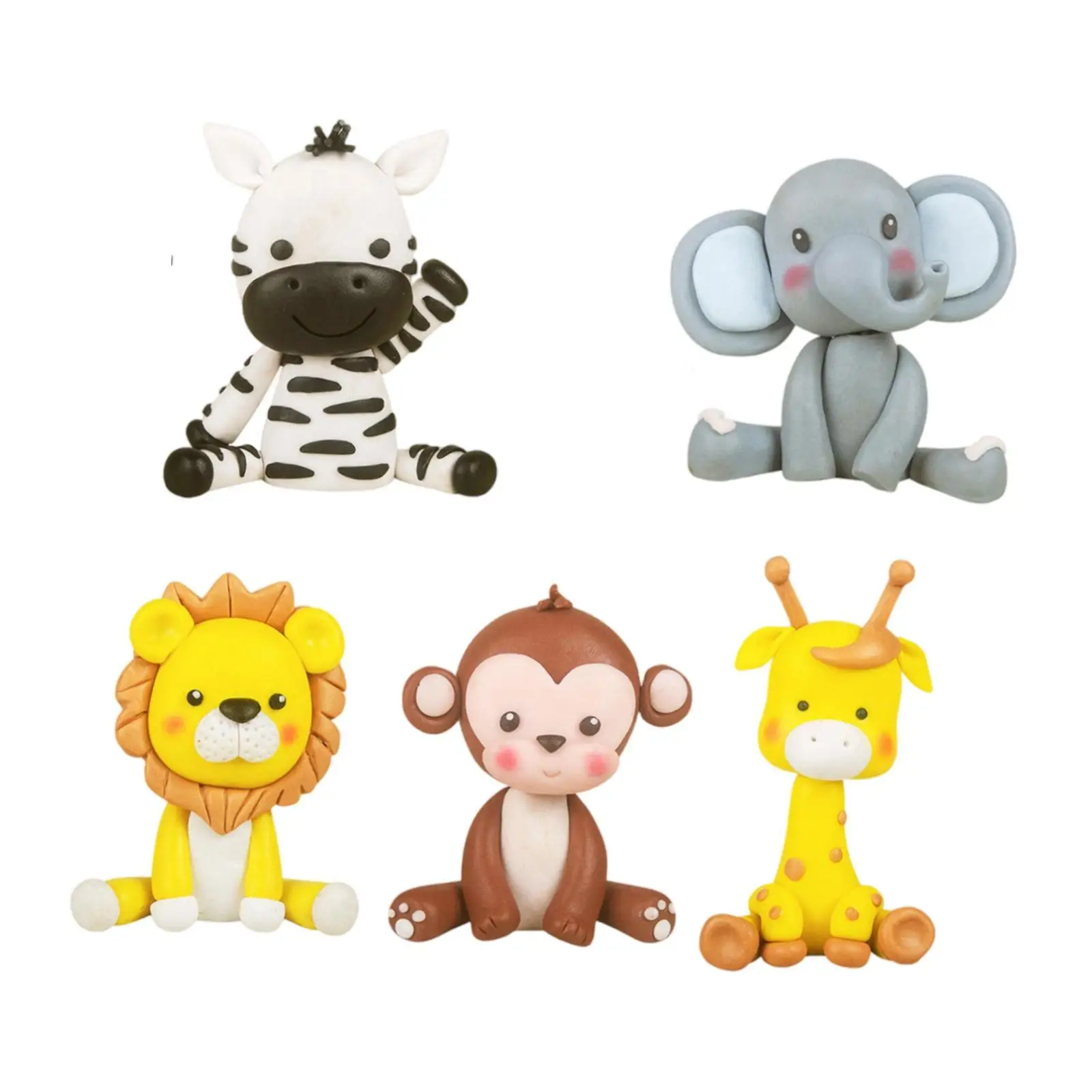 5 Pieces Animals Cake Toppers Sculpture Miniatures Animals Statue Figures for Dining Room Auto Tabletop Bookshelf Decoration
