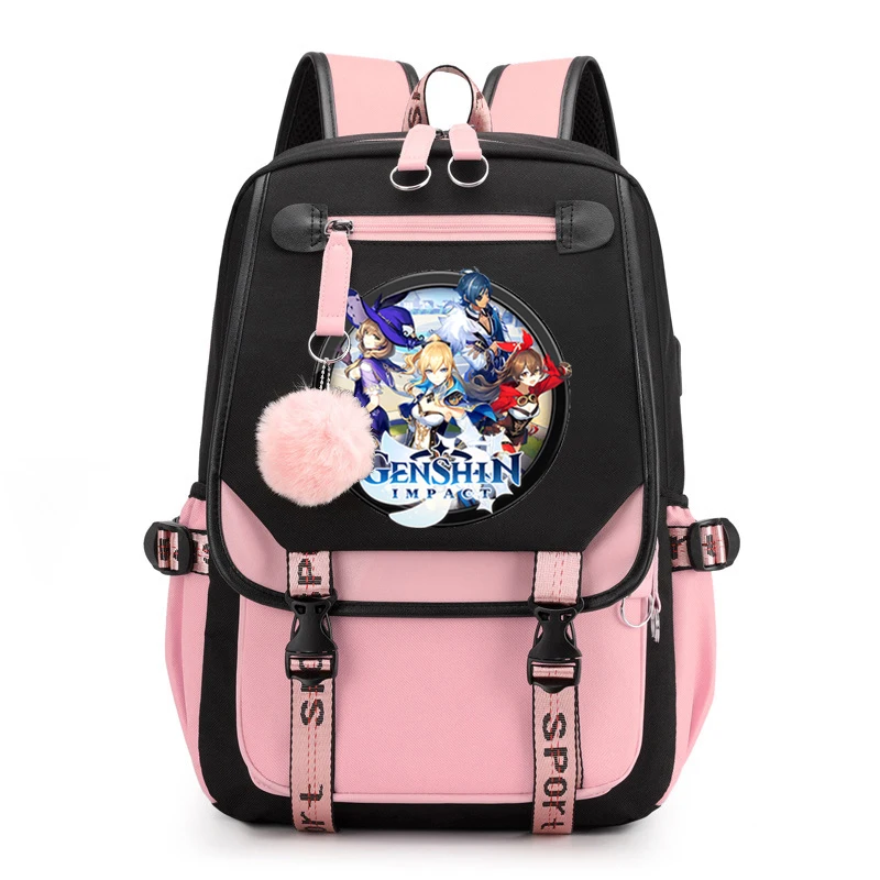 Usb School Bags Genshin Impact Backpack for Teenagers Girls Boys Children Student Backpack Shoulder Bag Laptop Bolsa Escolar