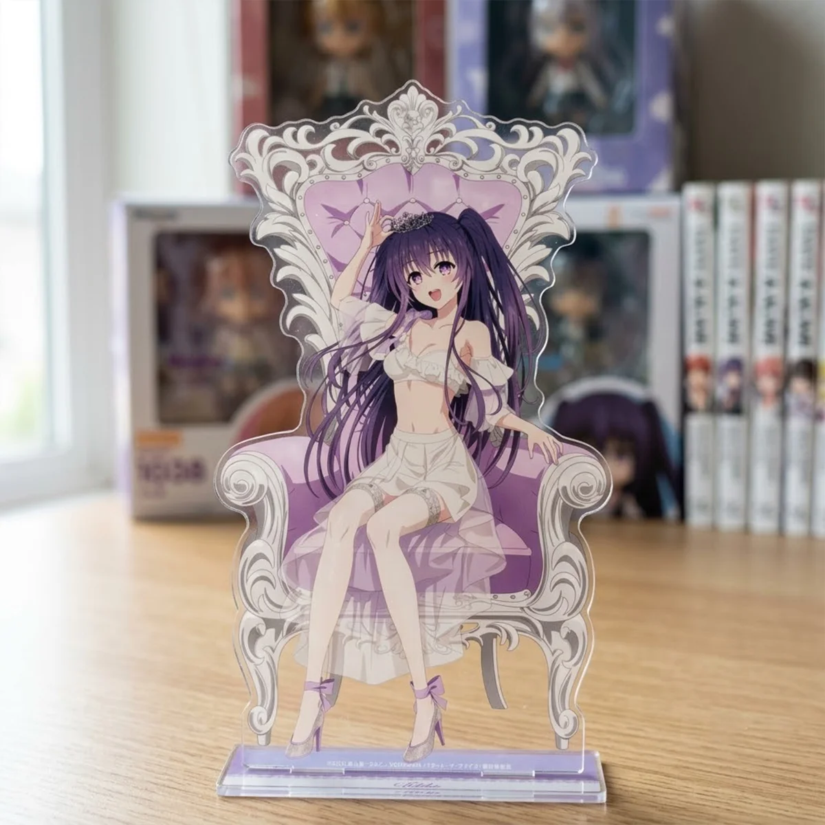 Anime DATE A LIVE 15cm New Acrylic Stand Toh Kur Xmas Gift Wooden Book Shelf Fantasy Anime Desk Decor Keychain