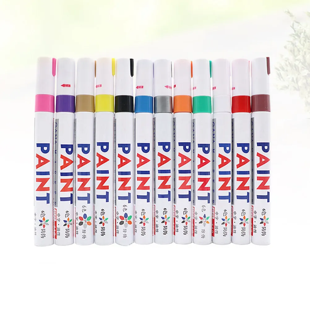 12Pcs Car Scratch Repair Paint Pen Set with 12 Colors for Tire Letter Restoration Concealing Lines Oxidation Protection on