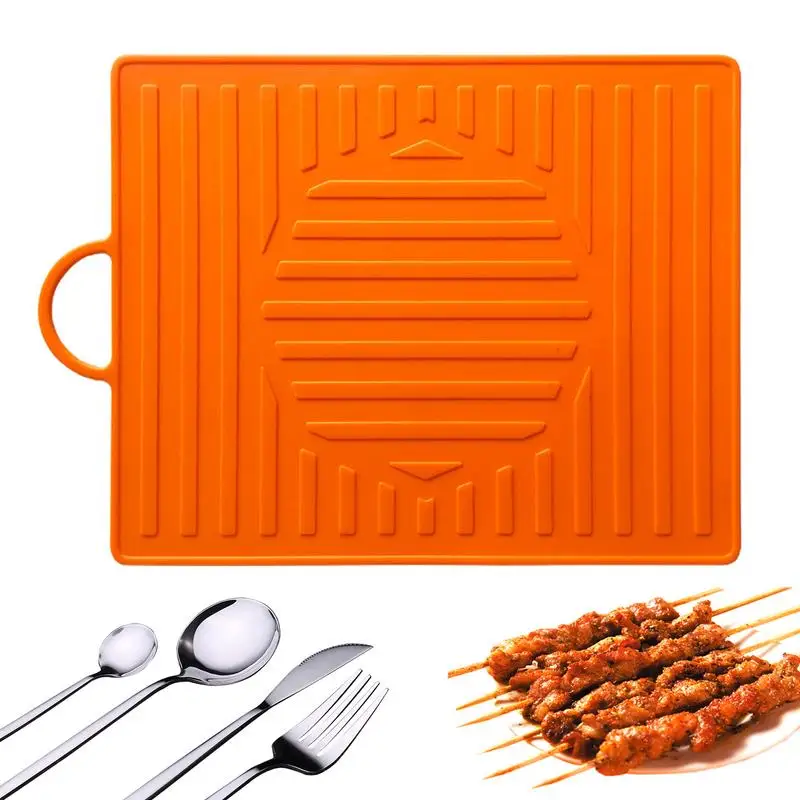 Silicone Griddle Tools Mat Grill BBQ Utensils Holder Heat Resistant Spatula Mat Utensil Holder Side Shelf Mat Protective Griddle