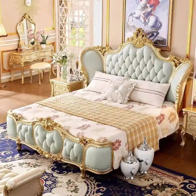 European Queen Size Bed Headboard Luxury Designs Modern Style Adults Loft Bed Platform Wooden Cama Box Casal Bedrooms Furniture