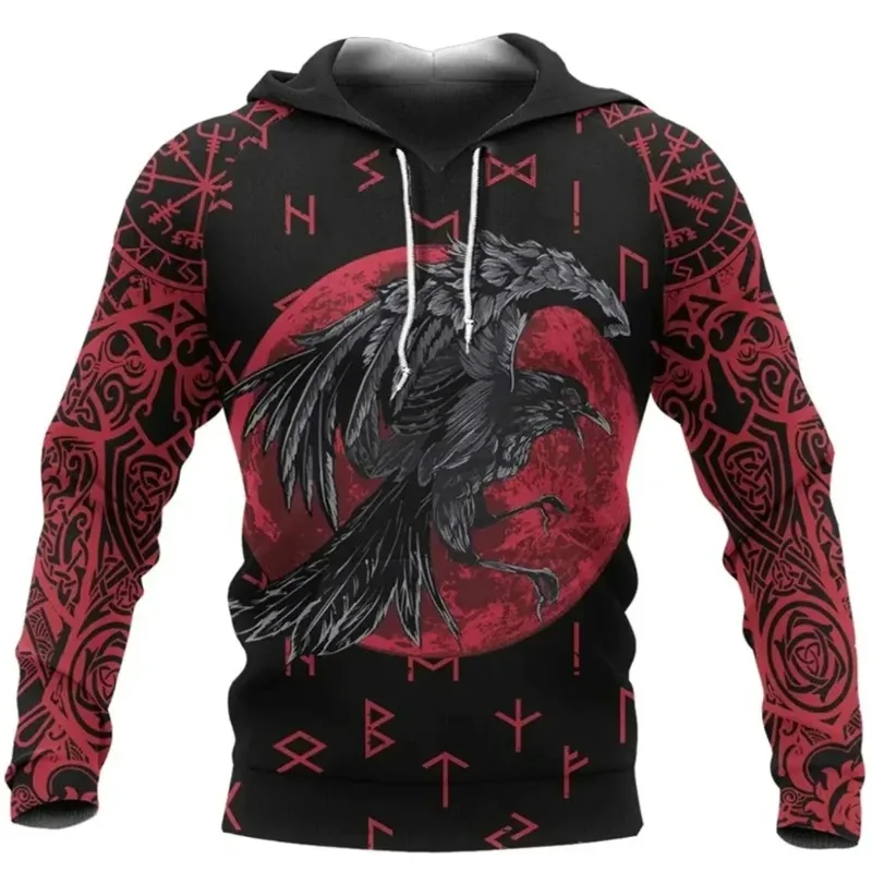2026 New Hoodie 3d Viking Harajuku Print Pullover Men's Hooded Sweatshirt Oversized Vintage Male Clothing Fall Long Sleeve