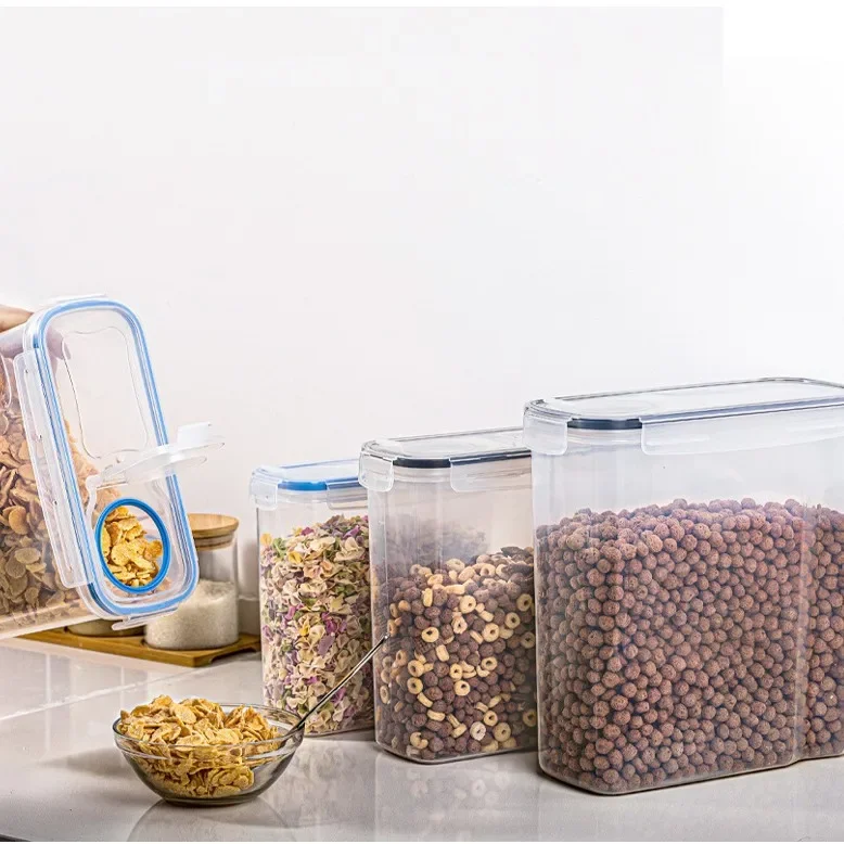 Set da 4 contenitori da 4 litri, barattoli trasparenti di grandi dimensioni, barattoli sigillati per conservare gli alimenti, scatola trasparente in plastica per l’organizzazione della cucina,
