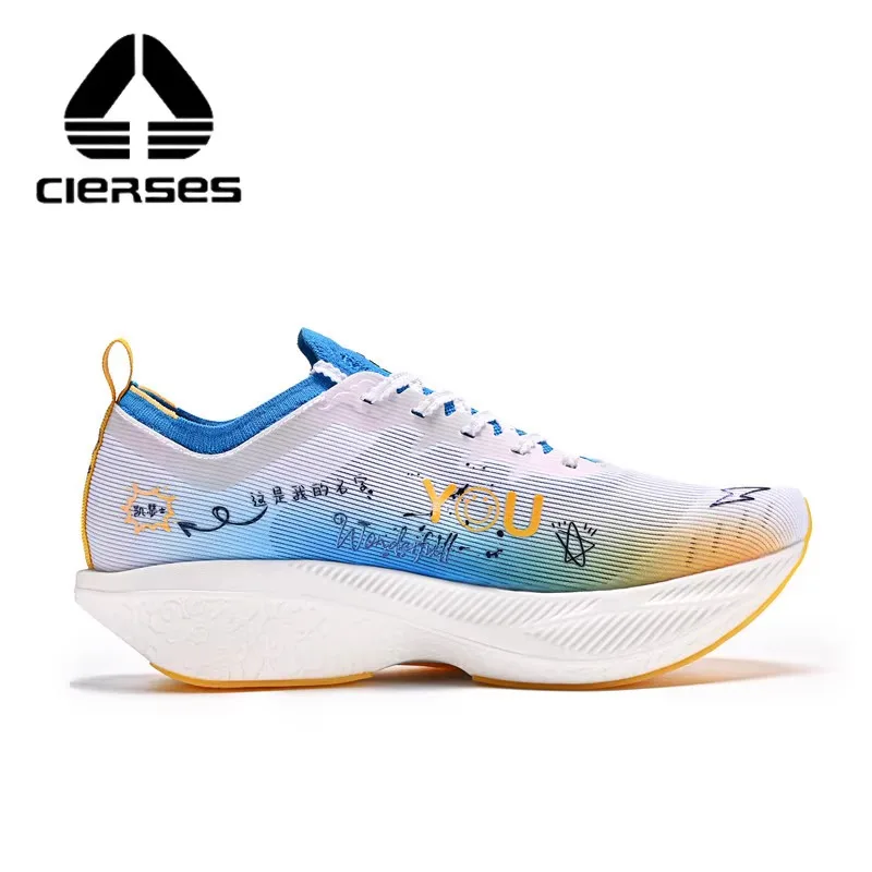 CIERSES Carbon fiber plate Marathon Running Racing Shoes  Men Professional Stable Support Shock-relief Rebbound Road Sneakers