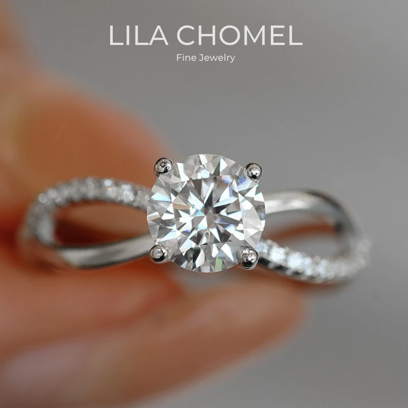 

Lover Engagement 18K White Gold Wedding Band 1CT Moissanite Diamond Women Valentine's Day PT950 Platinum Birthday Gift Rings ins