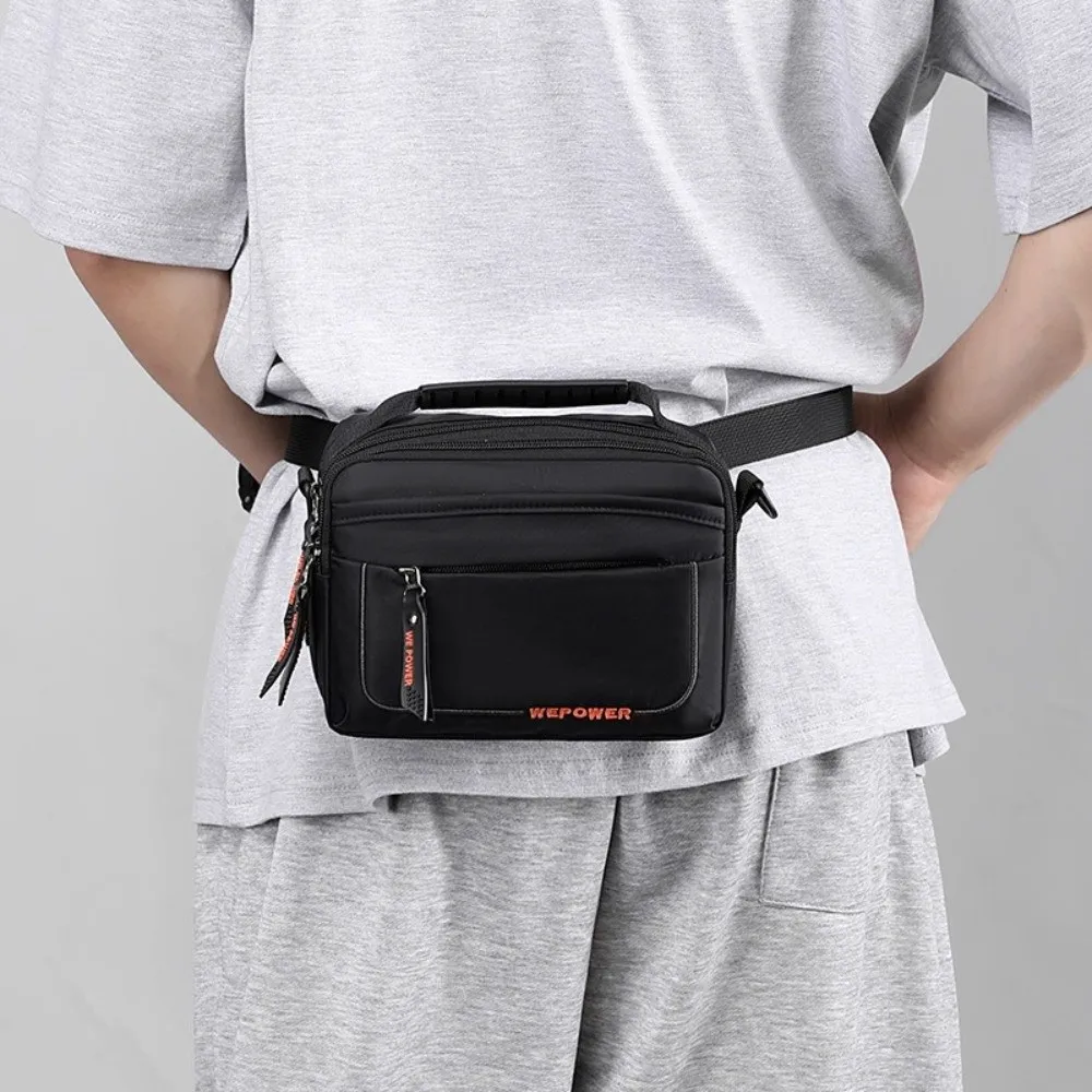 

Multi-pockets Men's Shoulder Bag Large Capacity Multifunctional Business Crossbody Bag Solid Color Waterproof Nylon Waist Bag