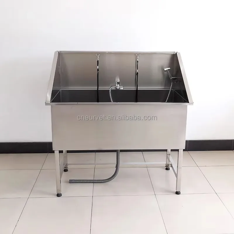 Durable HS-06 Pet Grooming Sink 1.2mm Thick Stainless Steel with Non-slip Mat for Pet Hospitals