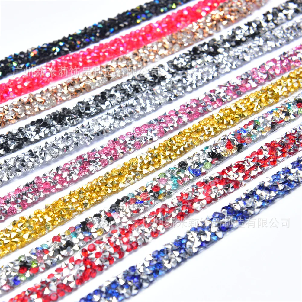 

5 ярдов цветной полимерный ремень для сверления с термоплавким обратным клеем, длинная полоса для сверления горячим плавком, «сделай сам», сумка для обуви, кристальная нашивка, алмазная цепочка