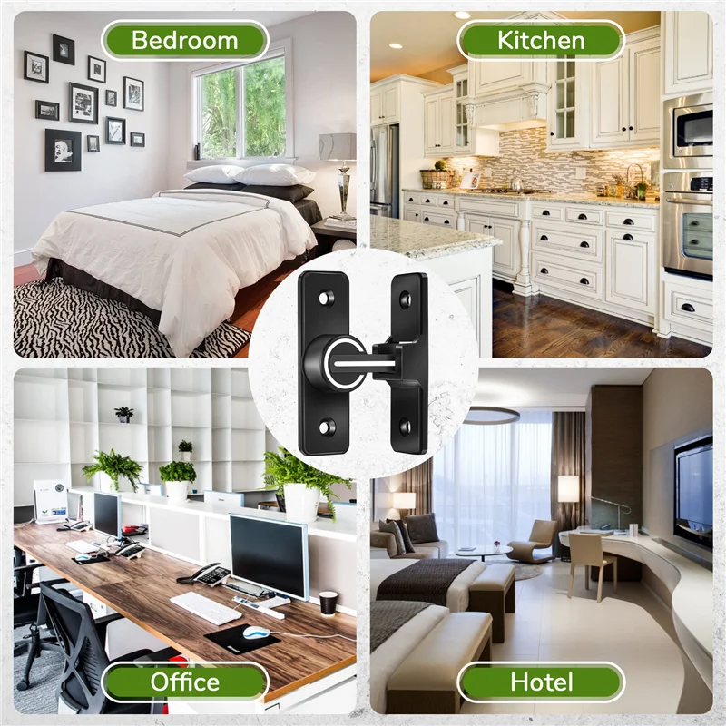 AED5-Barn Door Lock Hardware, 90 Degree Heavy Duty Gate Latches Flip Latch Safety Door Bolt Latch Lock