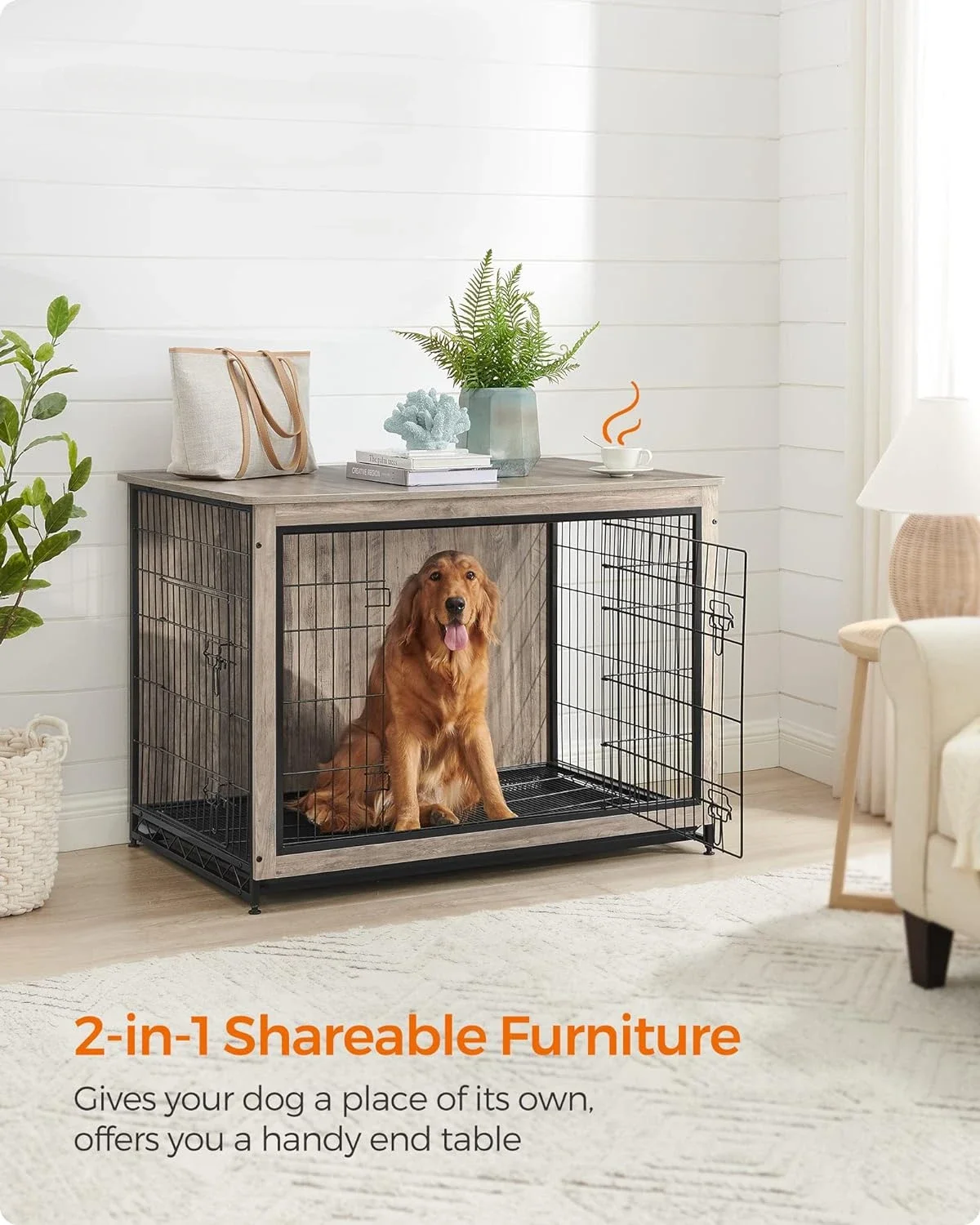 

Dog Crate Furniture,Side End Table,Modern Kennel for Dogs Indoor,Heavy-Duty Dog Cage with Multi-Purpose Removable Tray