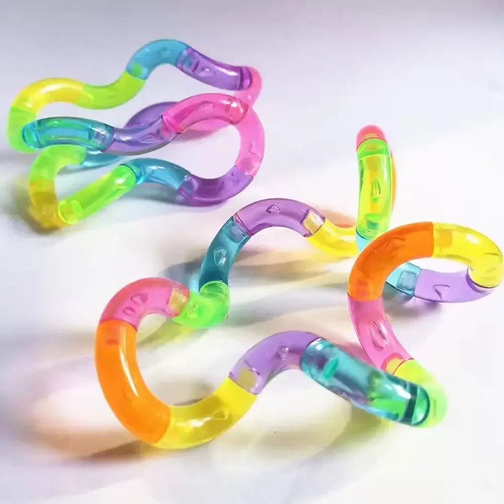 Deformable Rope Fidget Toy Deformation Rope Knot Pressure Stress Relief Toys Rrainbow Color Anti Stress Deformable Rope Best Toy