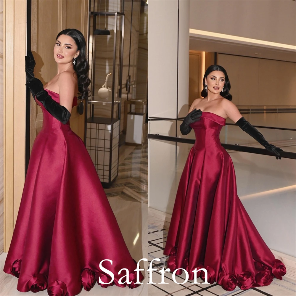 Maßgeschneidertes, exquisites Blumen-Abendkleid, anmutige, trägerlose Promi-Kleider, modische A-Linien-Kleider mit Reißverschluss hinten für besondere Anlässe